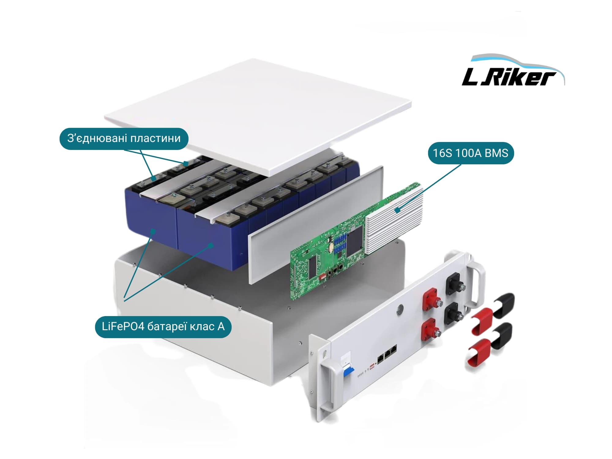 Li Fe P O4 48 V 100 Ah Акумуляторна Батарея 6000+ Циклів Smart Bms R S485 Can Pc Monitor 51.2 V Будова L.riker Kyiv Ukraine