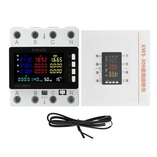 Смарт реле напруги WiFI TOMZN KWS-306WF 80A, трифазний із захистом від перенапруги, заниженої напруги, перевантаження та витоку струму + енергомоніторинг TOMZNKWS306WF фото